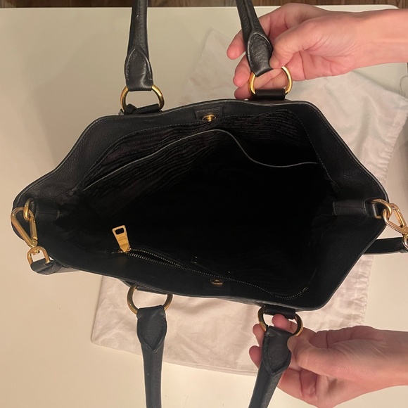 Prada Black Vitello Daino Leather Shopping Tote - Picture 6 of 7